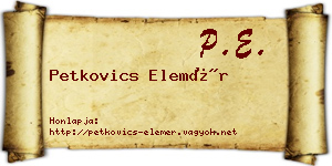 Petkovics Elemér névjegykártya