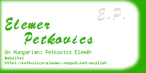 elemer petkovics business card