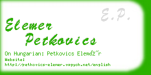 elemer petkovics business card